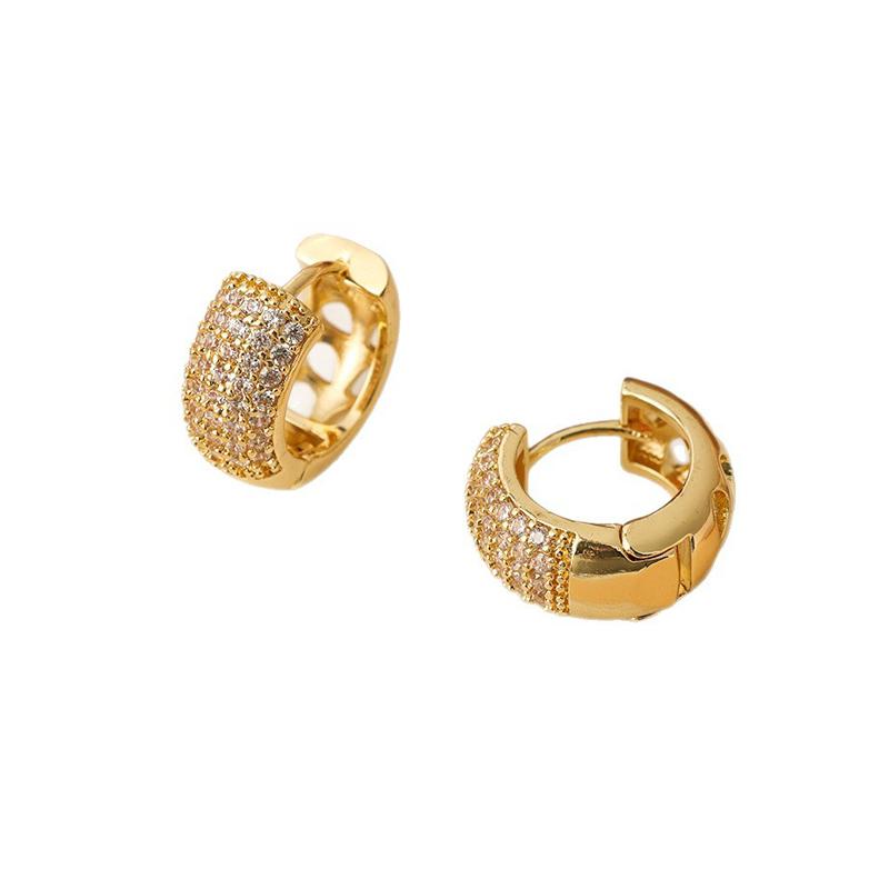 Luxury AAAA Zirconia Round Huggie Hoop Earrings For Women Geometric Ear Buckle Wedding Engagement Party Trendy Classic Zircon