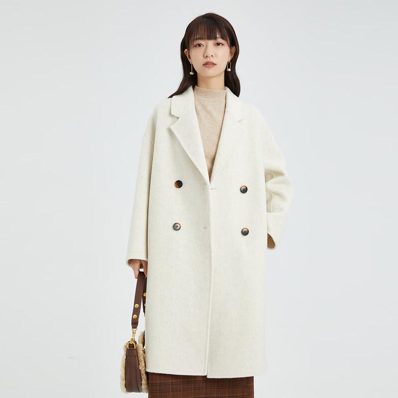 Shetu Women's Korean Style Mid-Length Double-Faced Wool Blend Coat