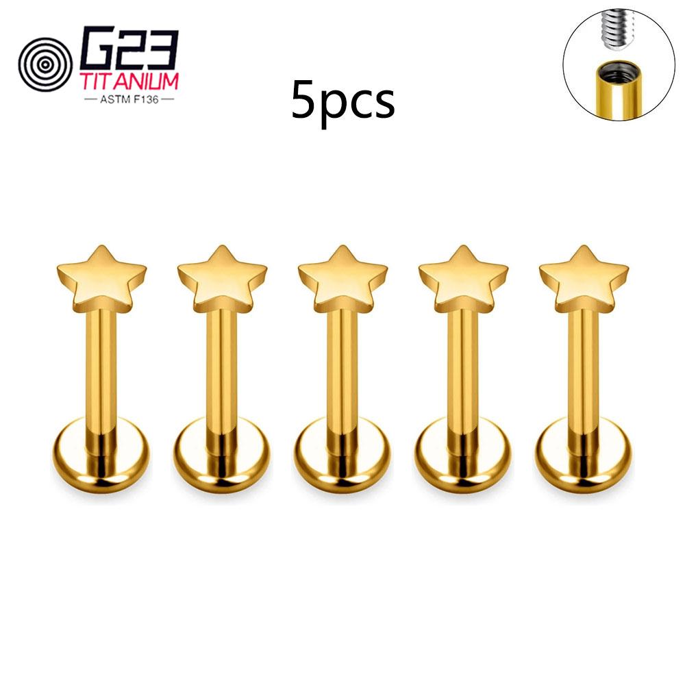5Pcs/lot Lover Gift ASTM F136 Titanium 16G Cartilage Tragus Earrings Ear Lip Helix Studs Tongue Nail Body Piercing Jewelry
