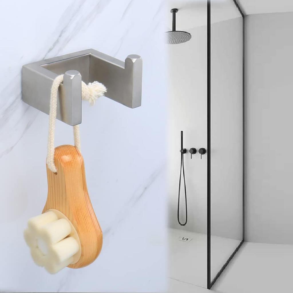 2 Stück Badehandtuchhaken 304 Edelstahl Robenhaken Quadratischer Haken Strapazierfähiger Wandmontierter Kleiderhaken für Badezimmer Küche Büro