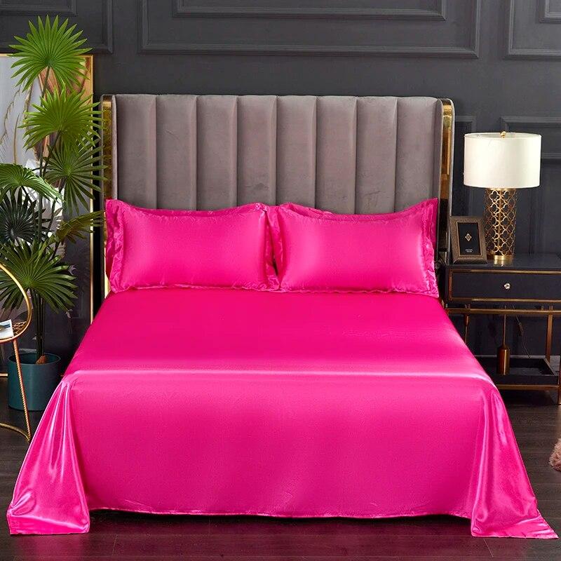 Fashionable Rayon Bed Sheets, Solid Color Single Double Bed And A Comfortable And Cool Mattress Cover 240x270cm /200x230cm.