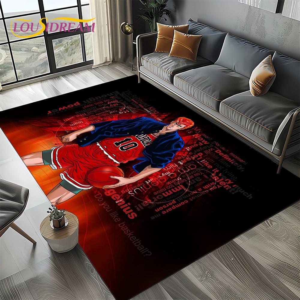 2025 New Cartoon Slam Dunk Anime Basketball Carpet Rug for Bedroom Living Room Home Sofa Decoration,kid Play Decor Floor Mat