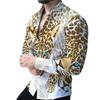 Vintage Leopard Print Shirt for Men Loose-Fitting Long Sleeve Fashionwear Summer Top