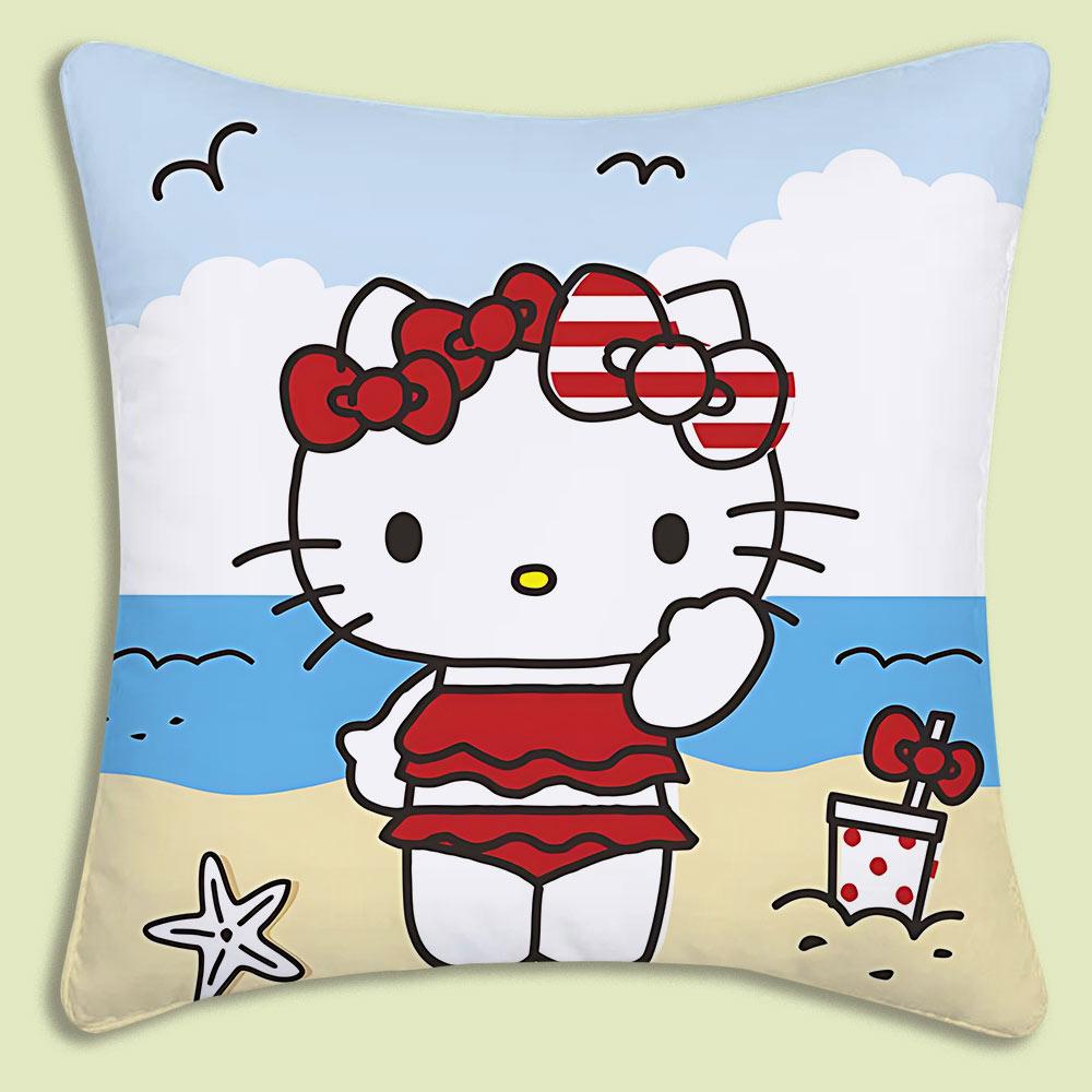 Cartoon Cute Hello Kitty Pillow Covers Cartoon Sofa Decorative Home Double-Sided Printing Short Plush Cute Cushion Cover