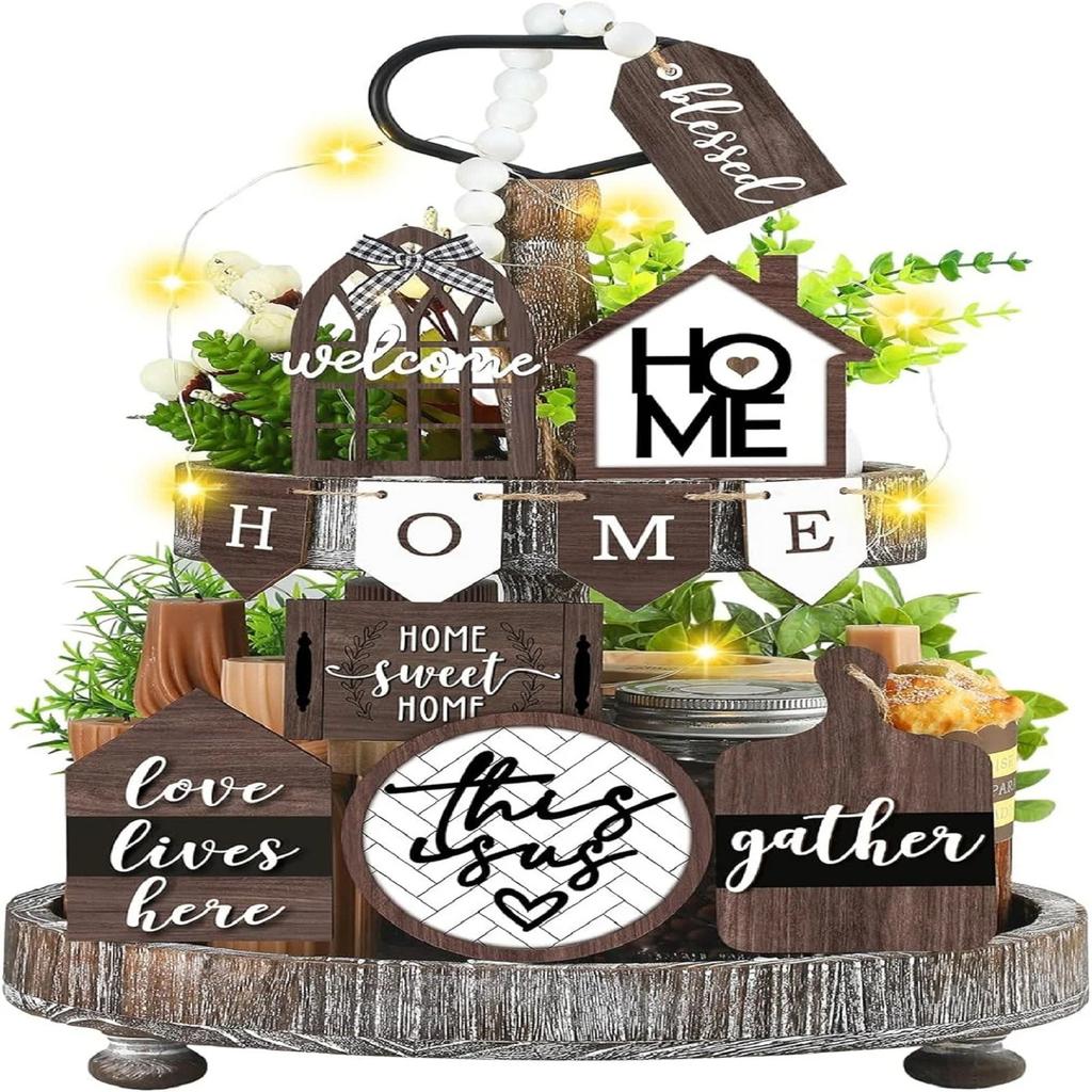 Farmhouses Layered Tray Decoration HOME Home Wooden Plaque Party Decoration