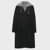 2024 Winter Thickened Woolen Coat: Korean-Style, Loose Fit, Mid-Length, Spliced, Hooded Design for Women