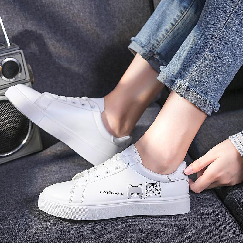 Spring and Summer Breathable Student Street Shooting Leather Surface White Shoes Casual Single Shoes Board Shoes