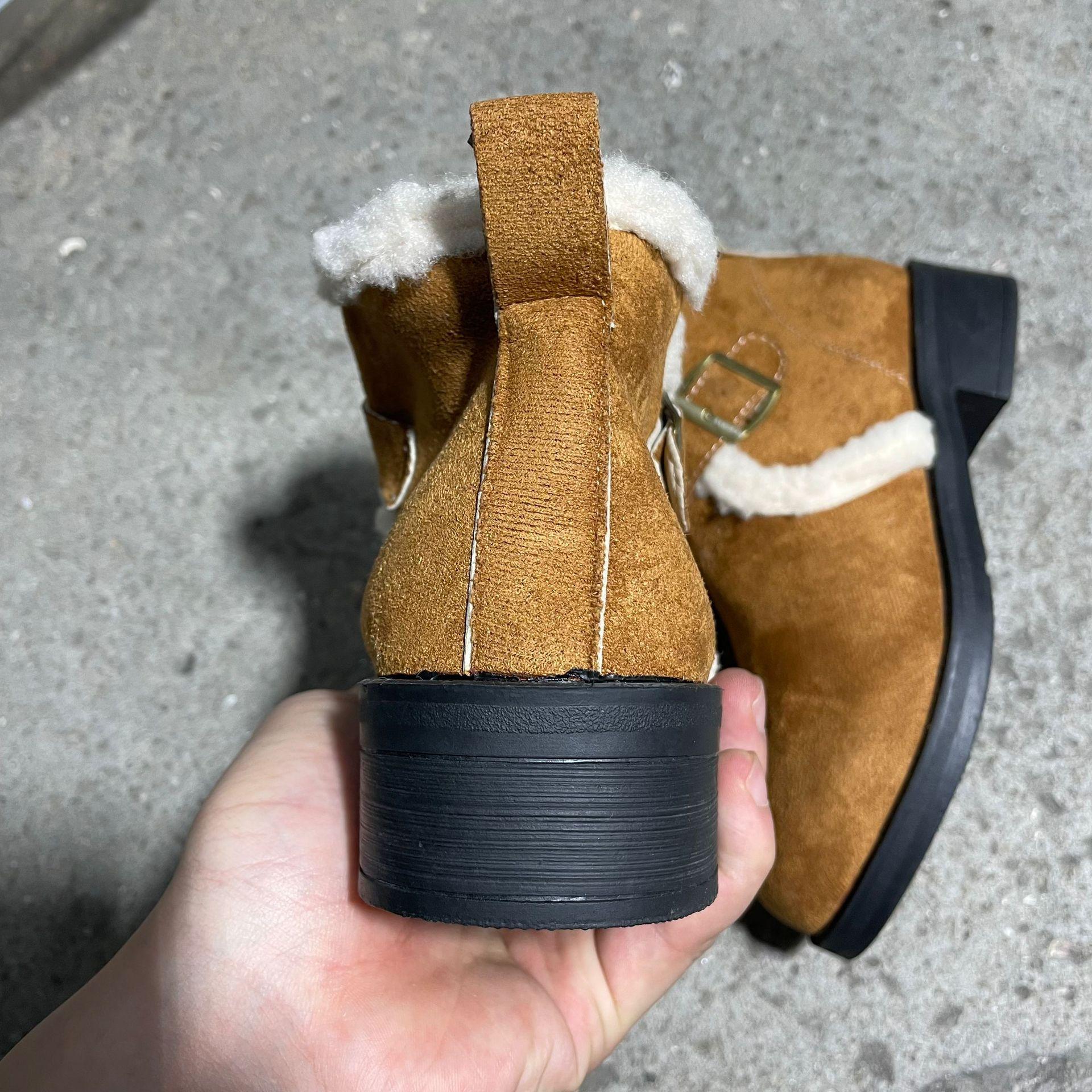 Осенне-зимние женские хлопковые ботинки больших размеров на толстой подошве — фото 7