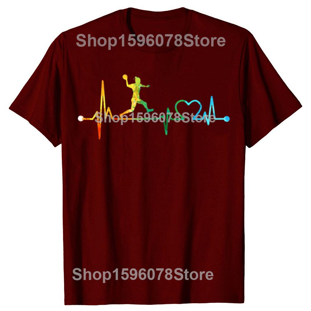 Tricouri Amuzante Bătăi Inimii Handbal Acuarelă Bărbați Femei Bumbac Pur Umor Streetwear Tricou Mânecă Scurtă Unisex Haine Largi