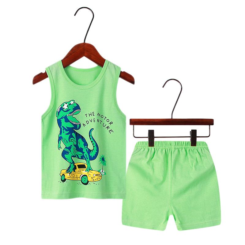 100% Cotton Children s Clothing Boys Pajama Sets Short Kids Toddler 2 To 3 4 5 6 7 8 9 10 Years Green Dinosaur Pijama Summer Pjs 90