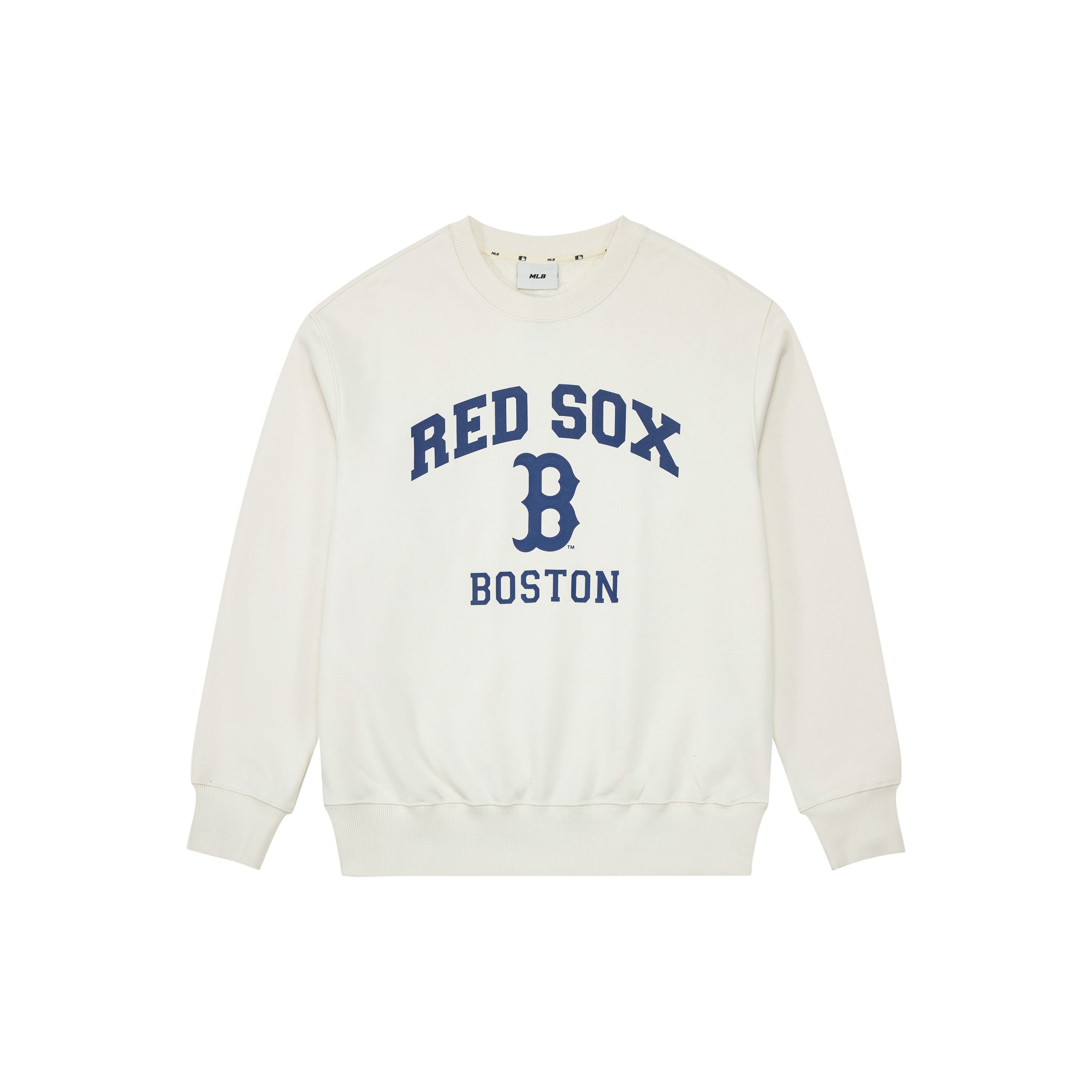 MLB Boston Red Sox Buchstabenprint Lässiger Lockerer Rundhals-Pullover Unisex-Pullover Tief-Creme 3AMTV0134-43CRD M blue