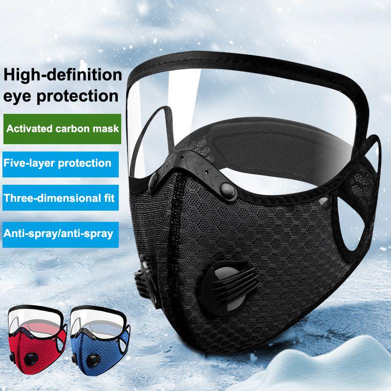 Fahrrad Gesichtsmaske mit Filter Brille Staubmaske Sport Waschbar Wiederverwendbar Gesichtsmaske für Männer Bandana Aktivkohlefilter