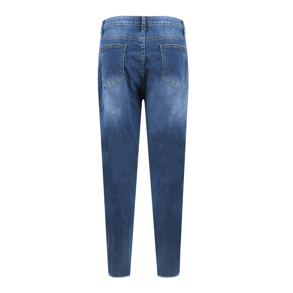 Women's Skinny Ripped Trendy Jeans Distressed Stretchy Denim Pants