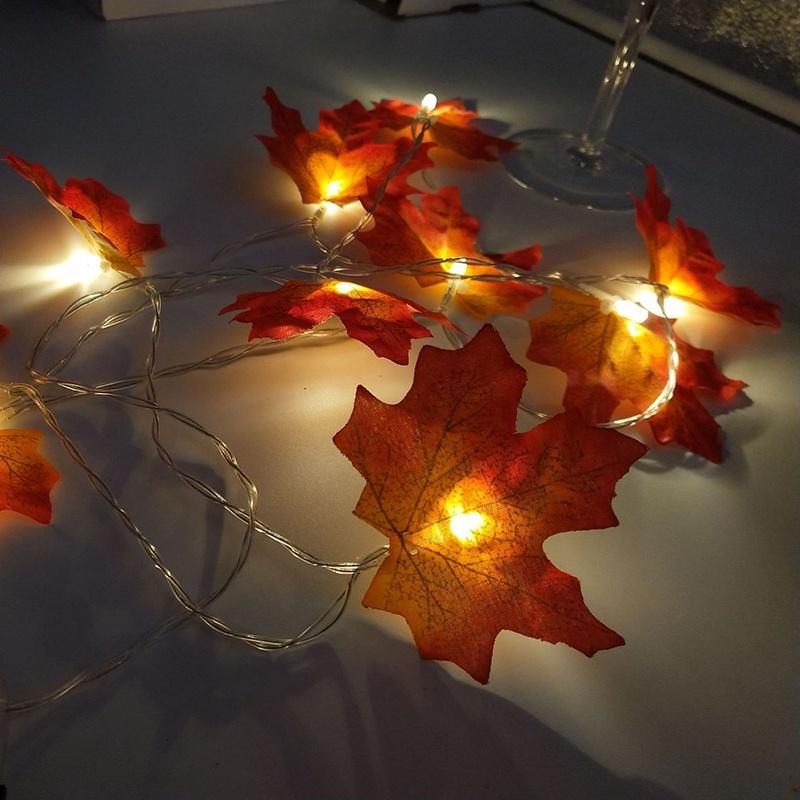 Pendant Maple Christmas Leaves Lighted Fall Garland 102030 Led Lights String