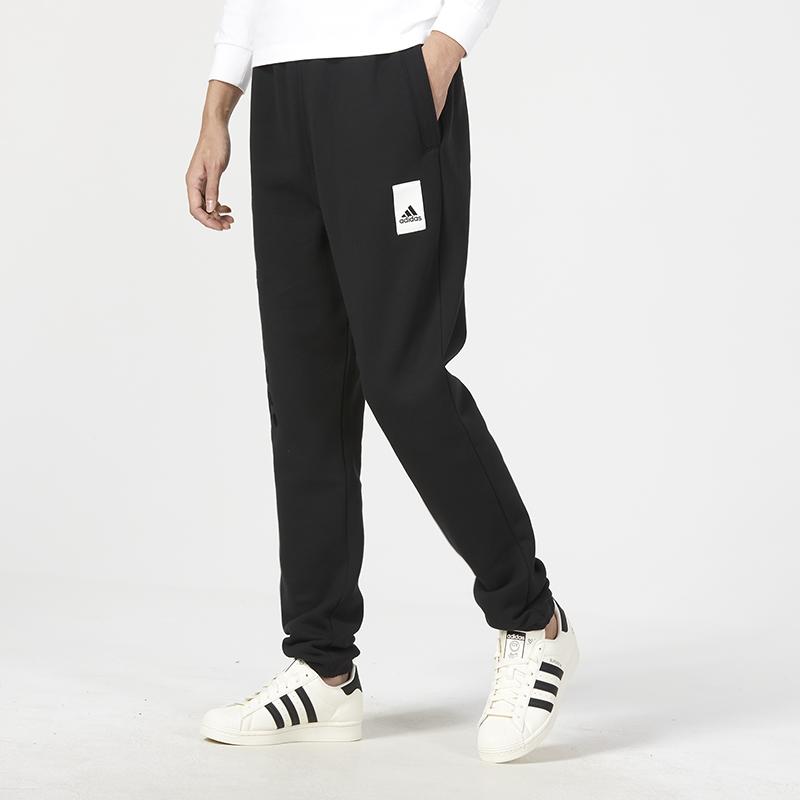 Adidas Logo Print Casual Joggers Men Bottoms Black IA9367
