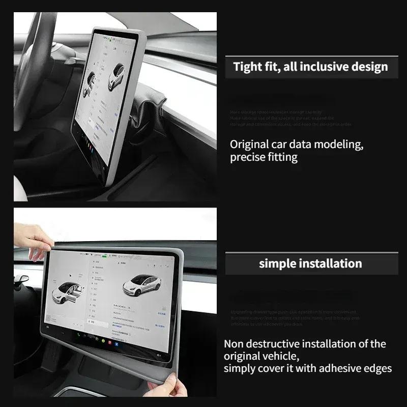 For Tesla Model 3 Highland 2024 Model Y Juniper 2025 Silicone Screen Frame Display Edge Protector Central Control Accessores