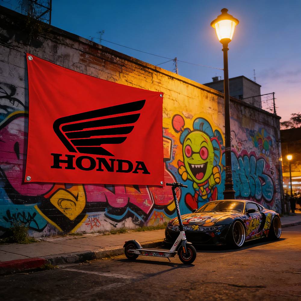 Motorcycle For HONDA Flag 120g Polyester Sublimation Print Durable Hanging Banner Home Decor Gift BO8