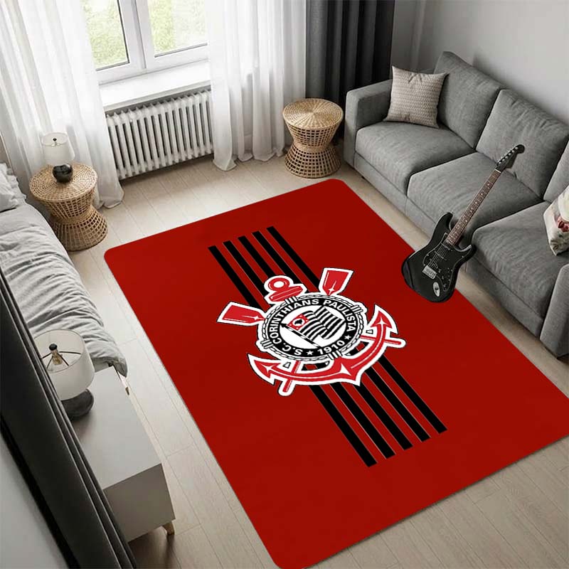 Sport Club Corinthians Paulista Football Club Red Lava Area Rug, Anti-slip Floor Mat, Soccer Fan Home Decor Carpet for Living Room Bedroom Sofa