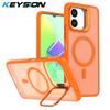 KEYSION Lens Stand Magnetic Phone Case for MagSafe for TECNO Spark Go 3 Matte Translucent Shockproof Back Cover for Tecno Pop 20