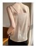 2023 Summer Women's V-Neck Silk Satin Camisole with Draped Silhouette