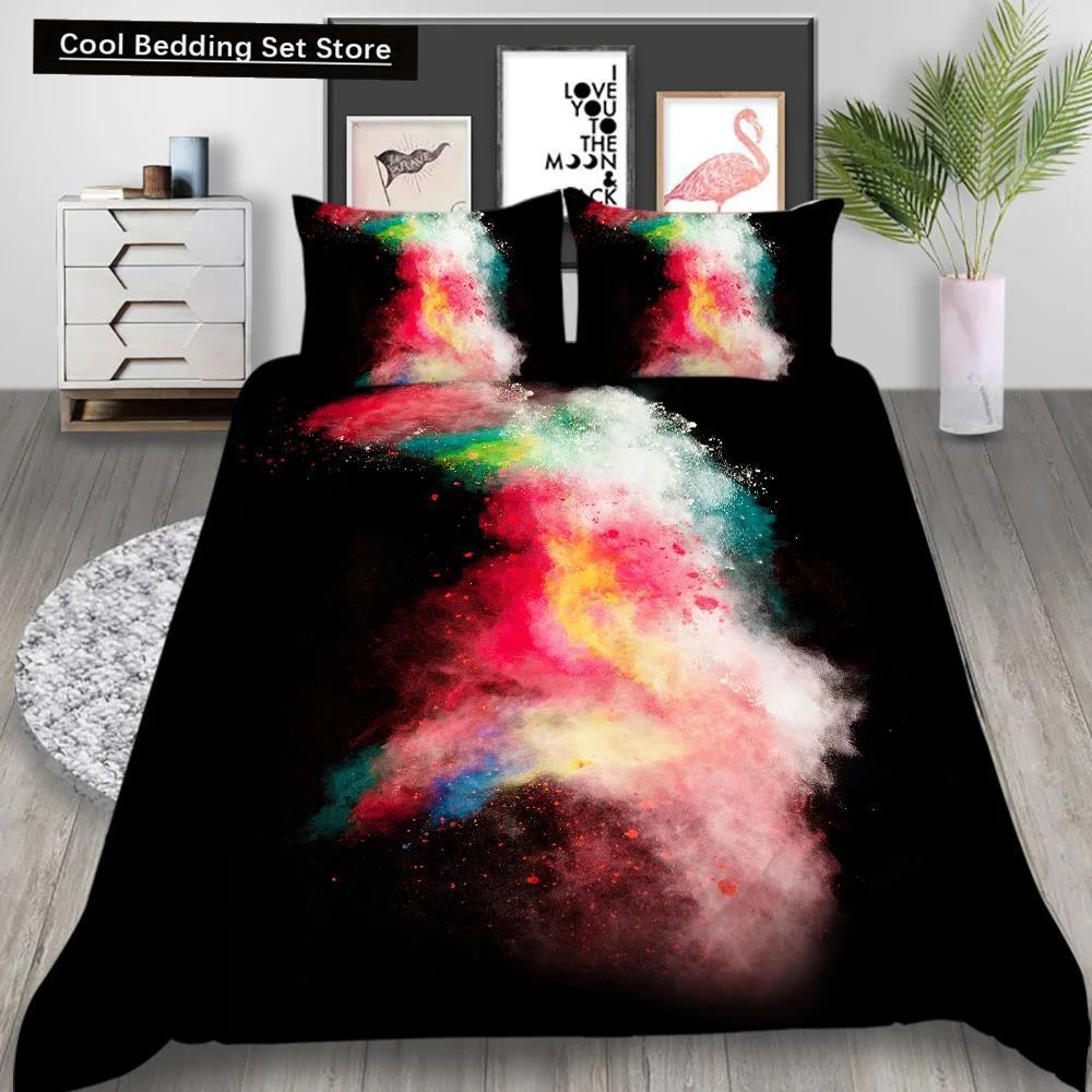 Comforter 3D Tie Dye King Queen Colorful Splash Ink Style Bedding Set For Kids Teens Adults Modern Art Polyester