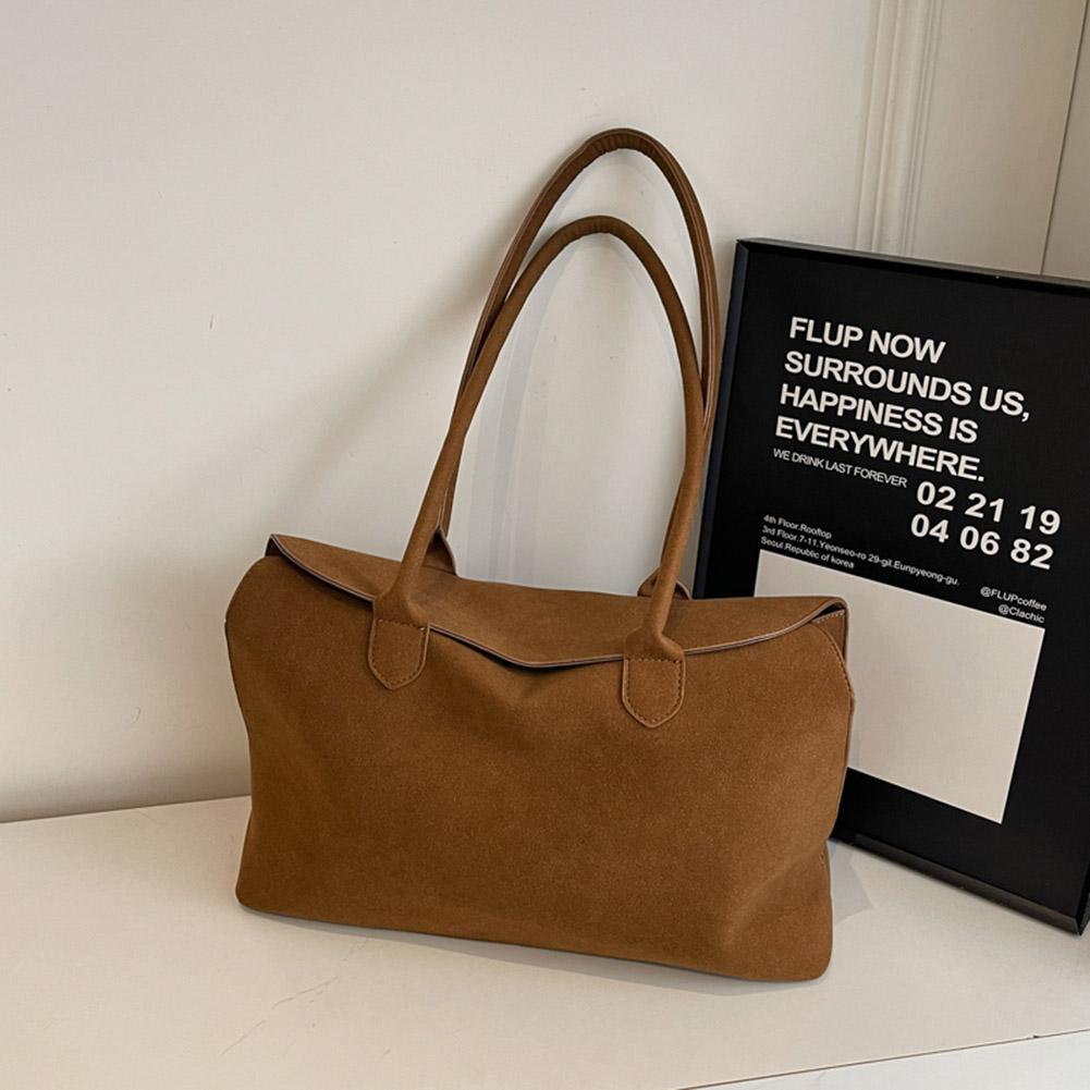 

Classic Faux Suede Handbags Women Elegant Shoulder Bags Big Solid Designer Casual Totes Lady Retro Female Packages Handbags