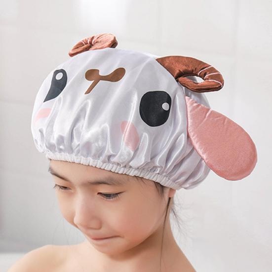 Bath Hair Hat Cartoon Design Waterproof Double Layer Elastic Band Hair Protection Nerdy Koala Cute Kids Bathing Hat Home Supply