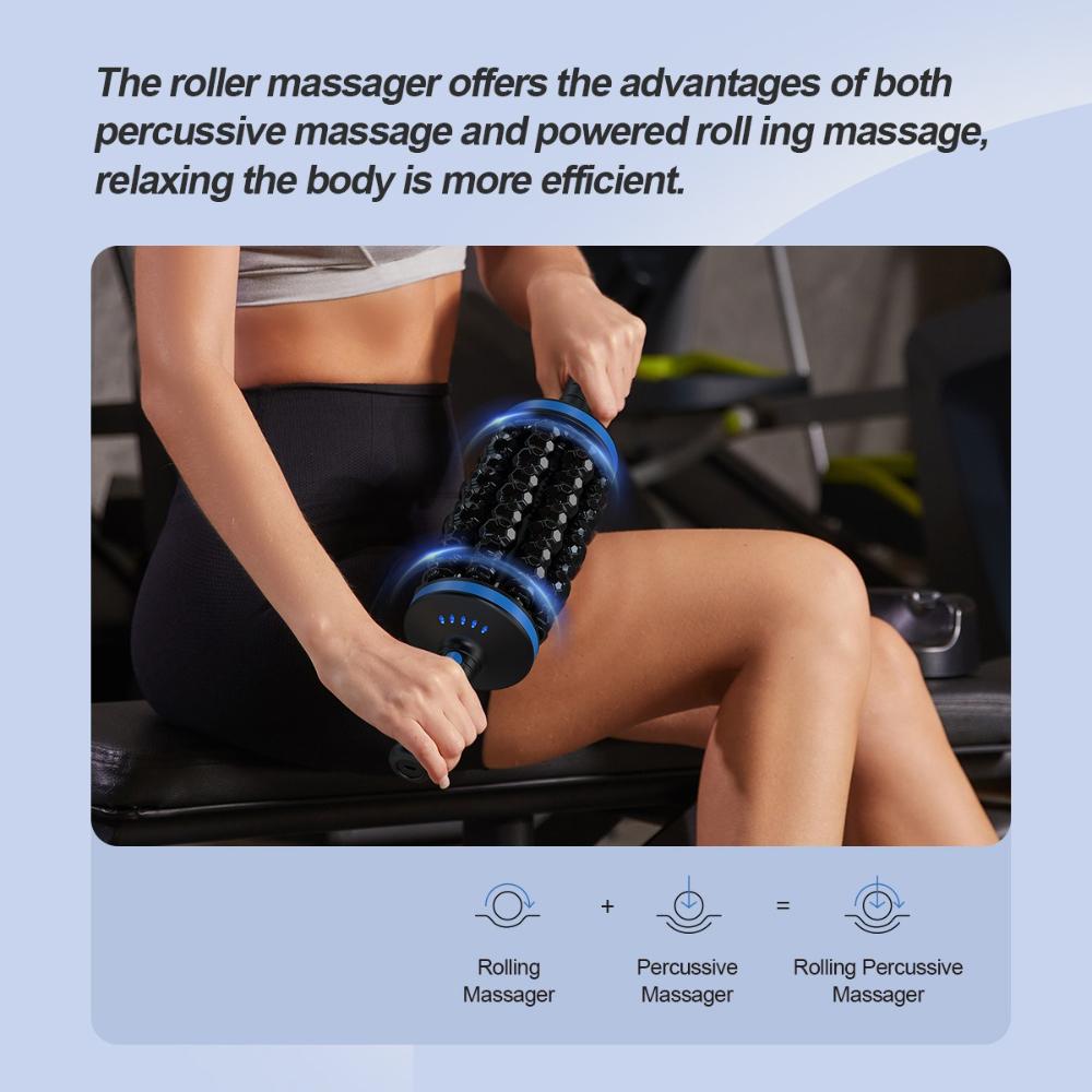 New Electric Rotation Portable Gym Percussive Therapy Rechargeable Relax Muscle Roller Massager Rolling 5-level Fascia Massager