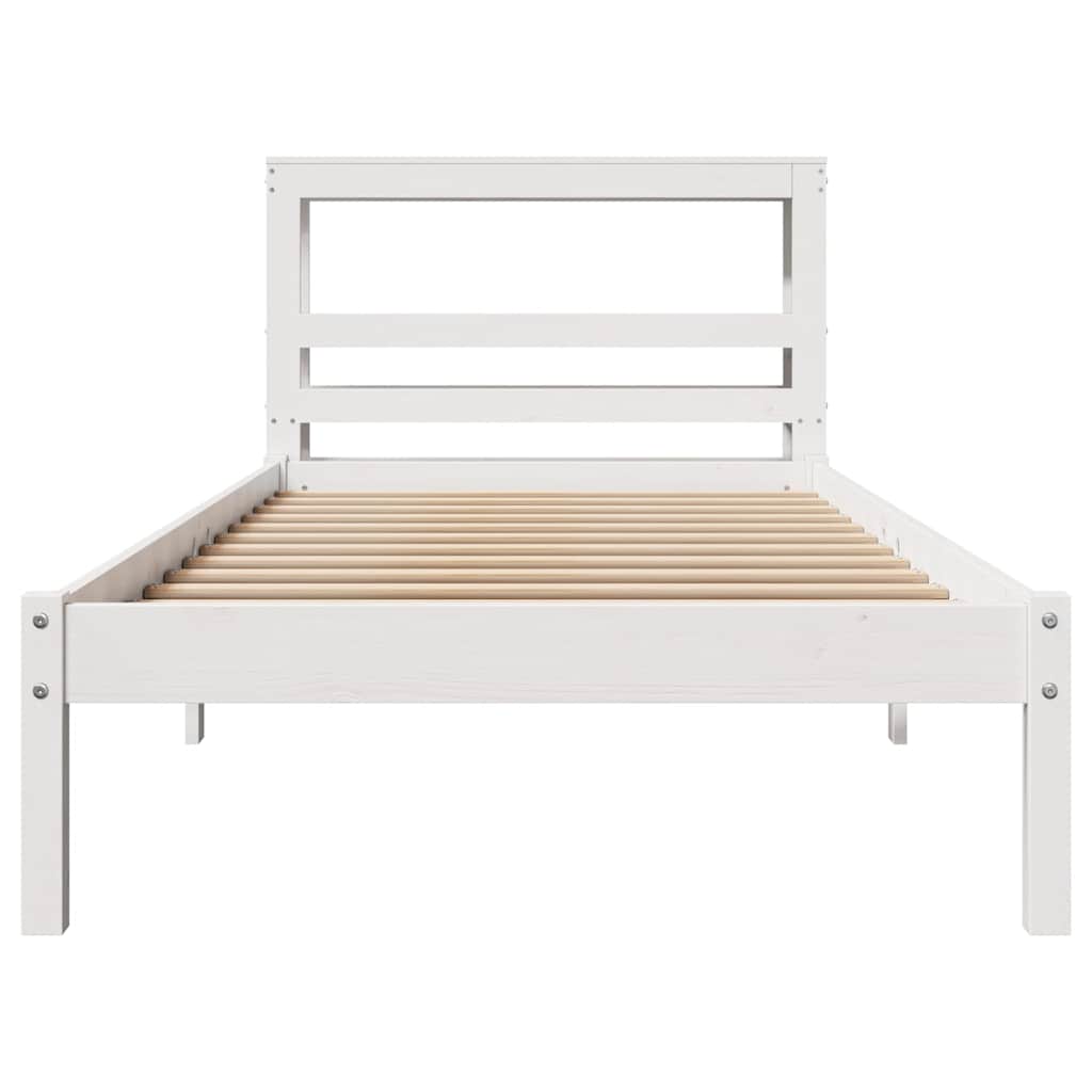 Vidaxl Rama Łóżka Bez Materaca, Biała, 75X190 Cm, Lite Drewno Sosnowe