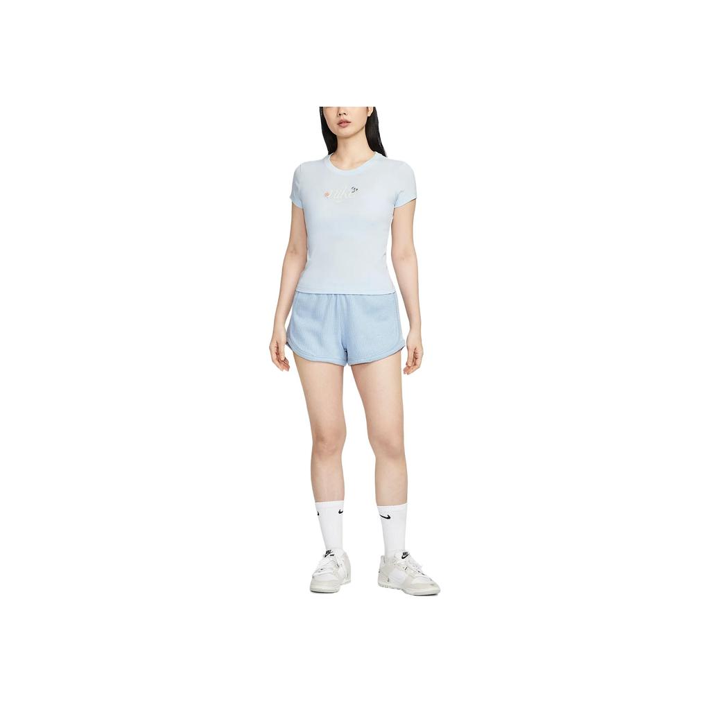 Nike Sportswear Chillknit Fashion Casual Simple Versatile Short Sleeve Regular T-Shirt Women Tops Purple Blue HF9723-423