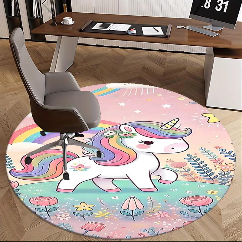 

Unicorn Rainbow Chair Mat - Round Carpet for Home Decor, Office, Living Room, Bedroom, Gift Idea0452b 80cm by 80cm