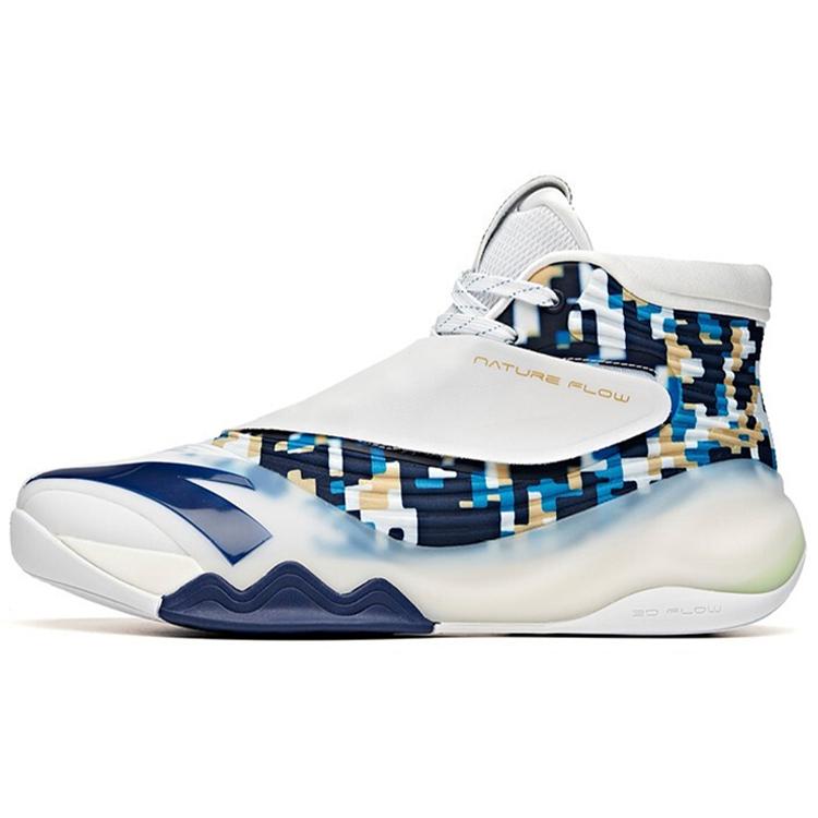 

New Anta Thompson KT Basketball Cushioned Slip Resistant Abrasion Resistant High Top Basketball Shoes White Black Blue 112041101-12 42