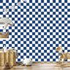 Blue and white checkerboard wallpaper for living room and bedroom 50x1000