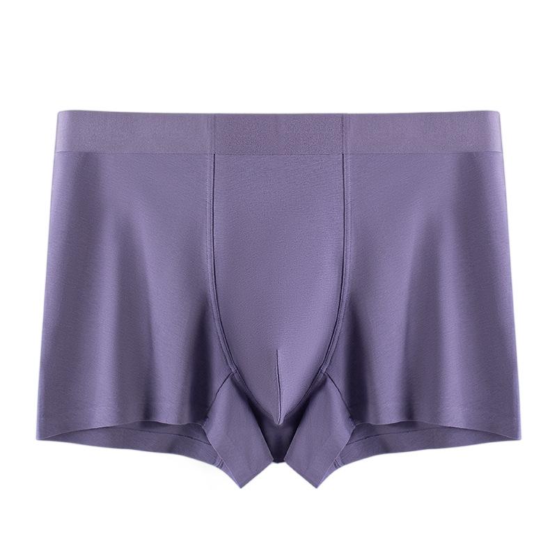 Plus Size Men's Spring and Summer Solid Color Antibacterial Breathable Non Mark Mid Waist Flat Angle Underwear
