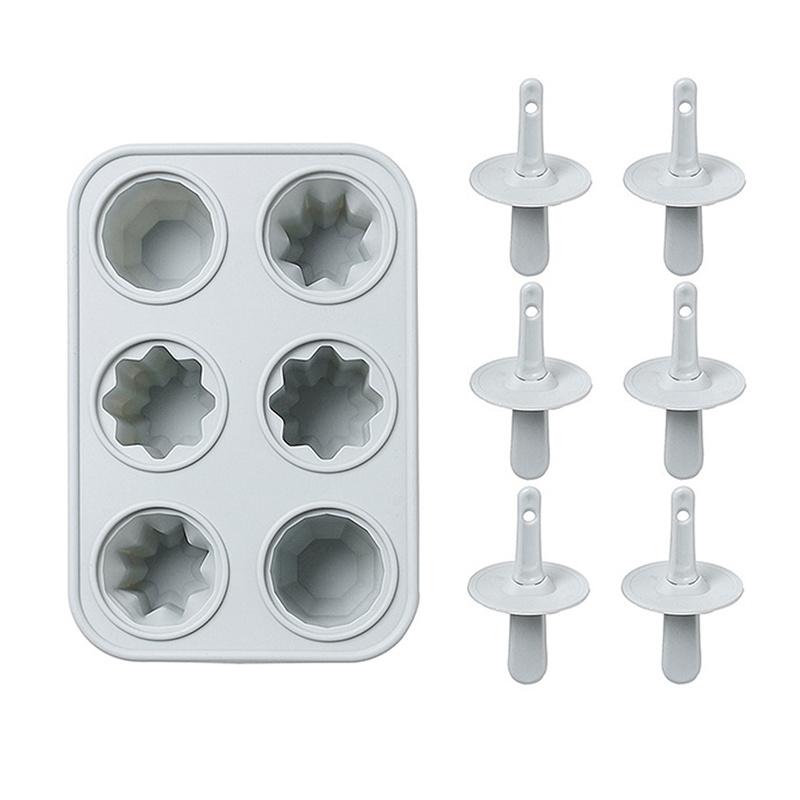 Silicone Mold Ice Cream Mold 6 Hole Popsicle Mould Ice Cube Tray Reusable DIY Homemade Ice Cream Maker Tools Kitchen Accessories