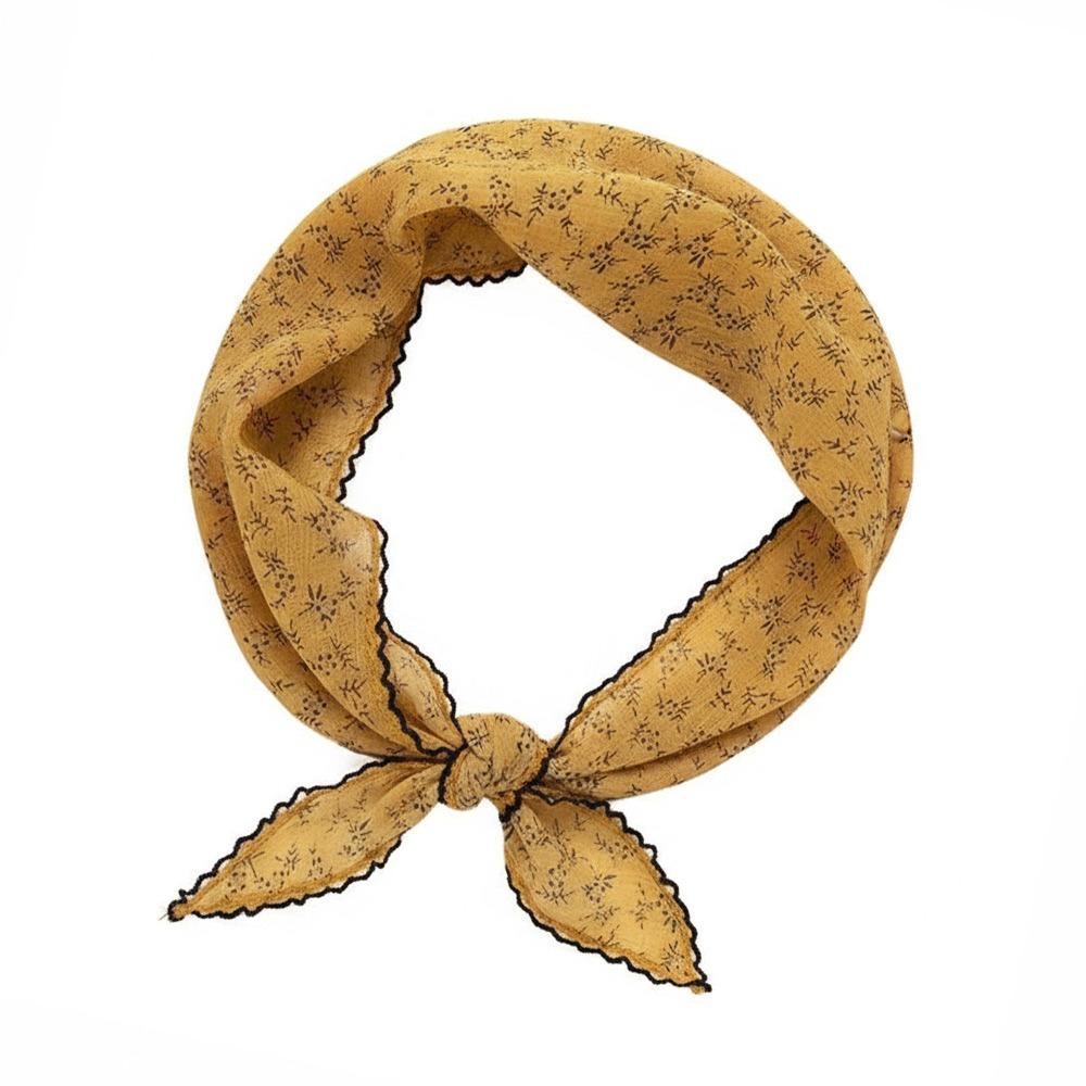 Sweet Lace Design Flower Neck Scarf French Style Gentle Head Wrap Headband Turban Hair Ribbon Summer Season