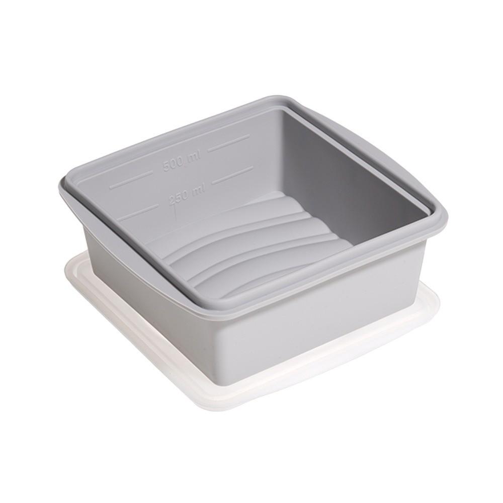 

with Lid Food Storage Box Reusable Ice Tray Mold New Silicone Freezer Mold Kitchen Use Gray-Single Grid