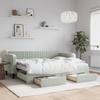 Pull Out Daybed with Drawers Light Grey 90x200 cm Velvet