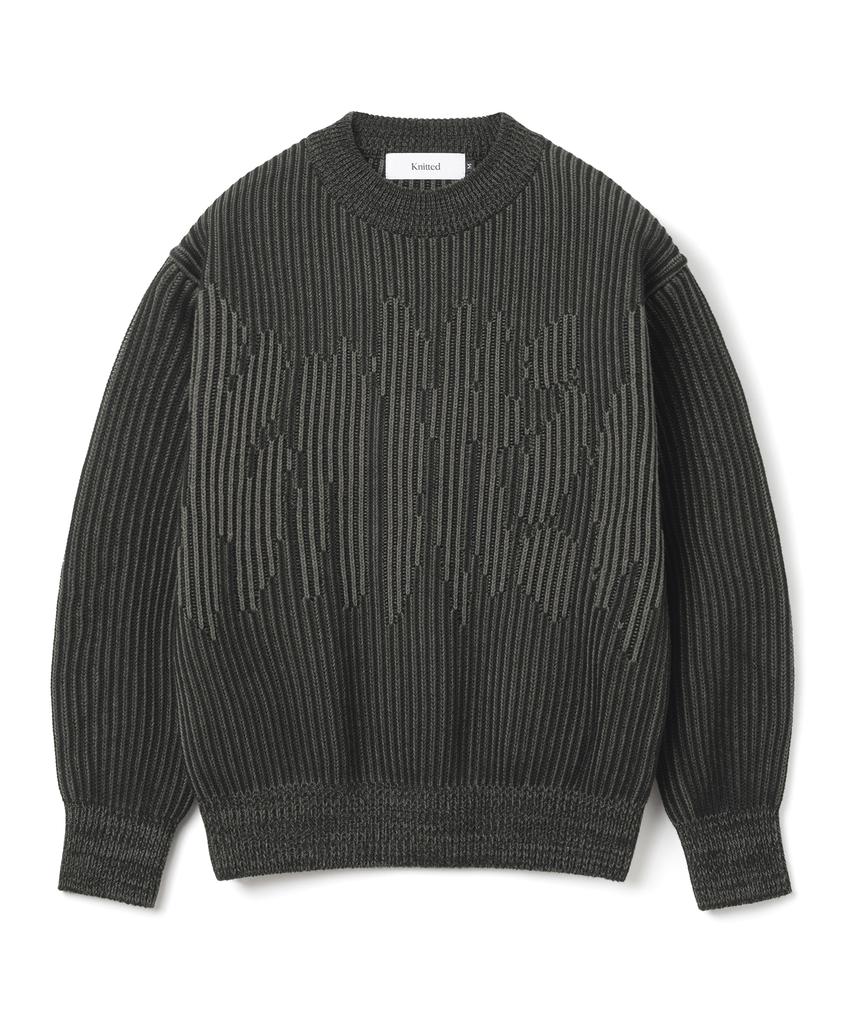KNITTED Two-Tone Ribbed Logo Knit Black