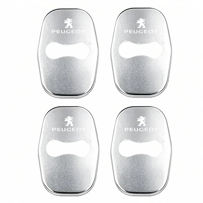 Autocollant de Voiture 2025 Chaud 4 Pièces Boucle de Verrouillage de Porte de Voiture Housses de Protection Couvercle en Alliage de Zinc Pour Peugeot 408 4008 308 3008 Rifter 5008 508