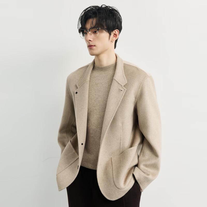 Men's New Chinese-Style 100% Wool Double-Sided Stand-Collar Suit Jacket