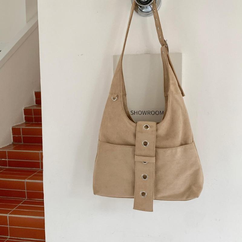Autumn and winter retro suede bag, belt buckle, shoulder bag, large bag, suede large capacity, high-end tote bag women