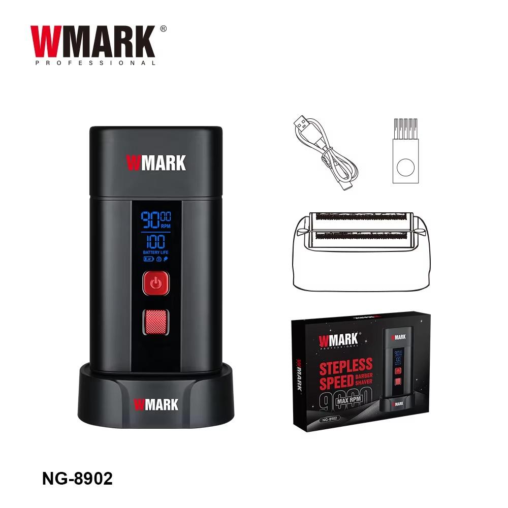 WMARK Shaver Professional Beard Trimmer Rechargeable Shaving Machine Double Reciprocating Barber Metal Shaver for Men NG-8902