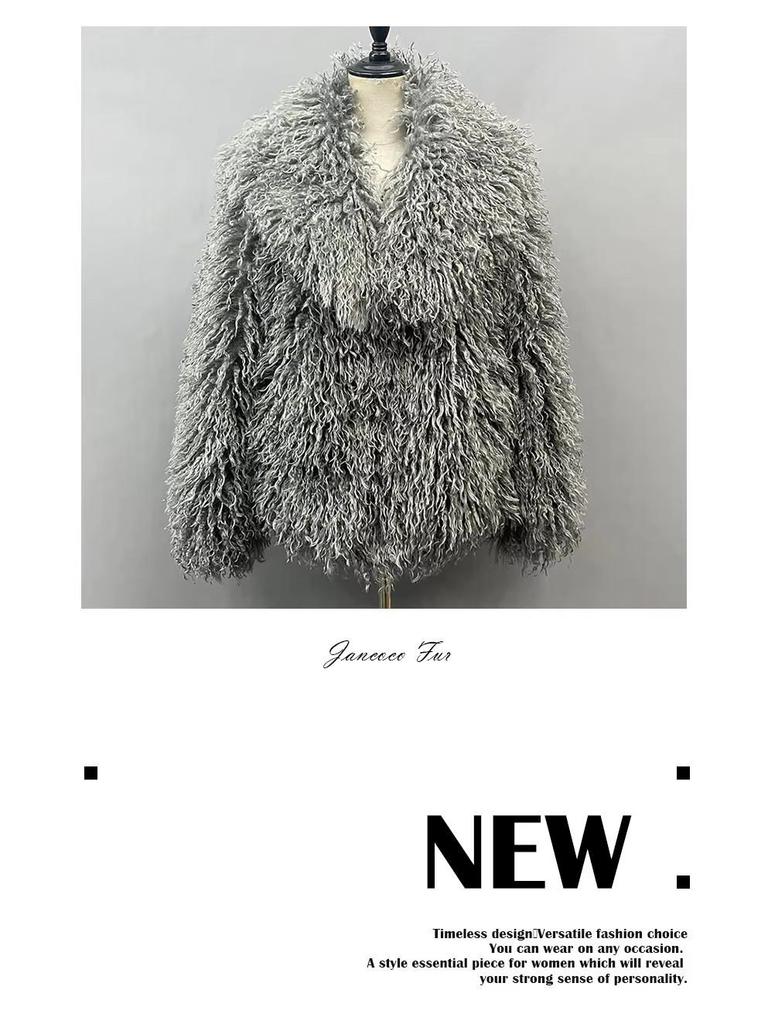 2025 Winter Women's Faux Fur Fleece Coat - European & American Style Imitation Lambskin Top