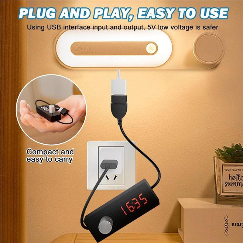 ABBP-Pack Of 2 5V 2A USB Timer Socket Cable: USB Countdown Timer Switch Cable, 24H Adjustable And Automatic Shut-Off Function