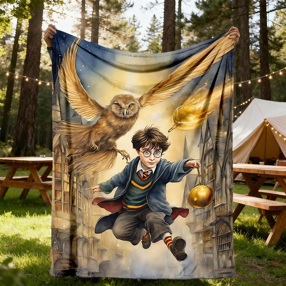 1pc Harry Potter Hogwarts Magic Outdoor Blanket Lightweight Flannel, All-Season Use for Sofa, Bed, Travel, Camping, Living Room, Office, Couch064