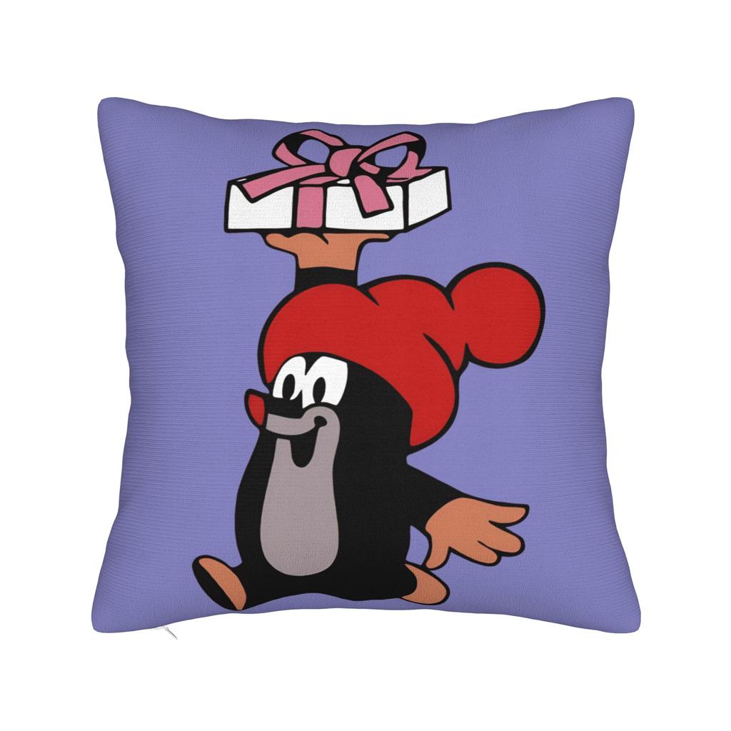 Maulwurf Krtek Kleiner Maulwurf Cartoon Kissenbezug Weiche Polyester Kissenhülle Dekorative Kissenhülle Sitzbezug mit Reißverschluss 45*45cm