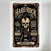 Placa de Metal Vintage para Show de Rock NY, Decoração de Caveira Pena Guitarra Raio, Música ao Vivo Alma Livre 09-9PM 197-8 BRONX6