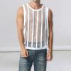Men Tank Top Sleeveless Loose Breathable Summer O Neck Sportswear Soft Sexy Hollow Mesh Casual T-Shirt Daily Wear