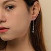 APM Monaco Earrings Asymmetrical Moon Front and Back Wear with Pendant Chain, Full Diamond Zircon, Elegant and Exquisite, 925 Silver AE12392OXY